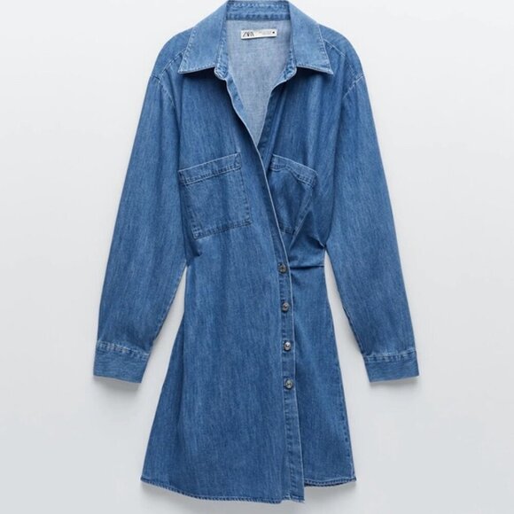 ZARA The Erin Denim Wrap Dress - Picture 2 of 14